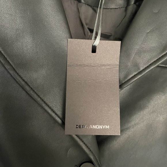 NWT | Dept. Anonym Faux Leather Coat with Pinched Pleats - Picture 8 of 9